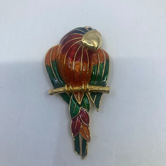 Vtg Toucan enamel parrot bird 3" brooch - Picture 1 of 2